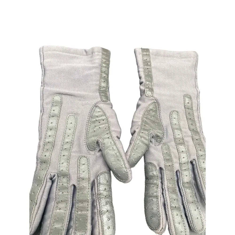 Vtg Women ISOTONER DRIVING GLOVES Tan/Blue/Gray One Size Nylon Spandex Winter - Picture 4 of 7